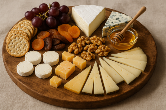 premium cheeses on a charcuterie board